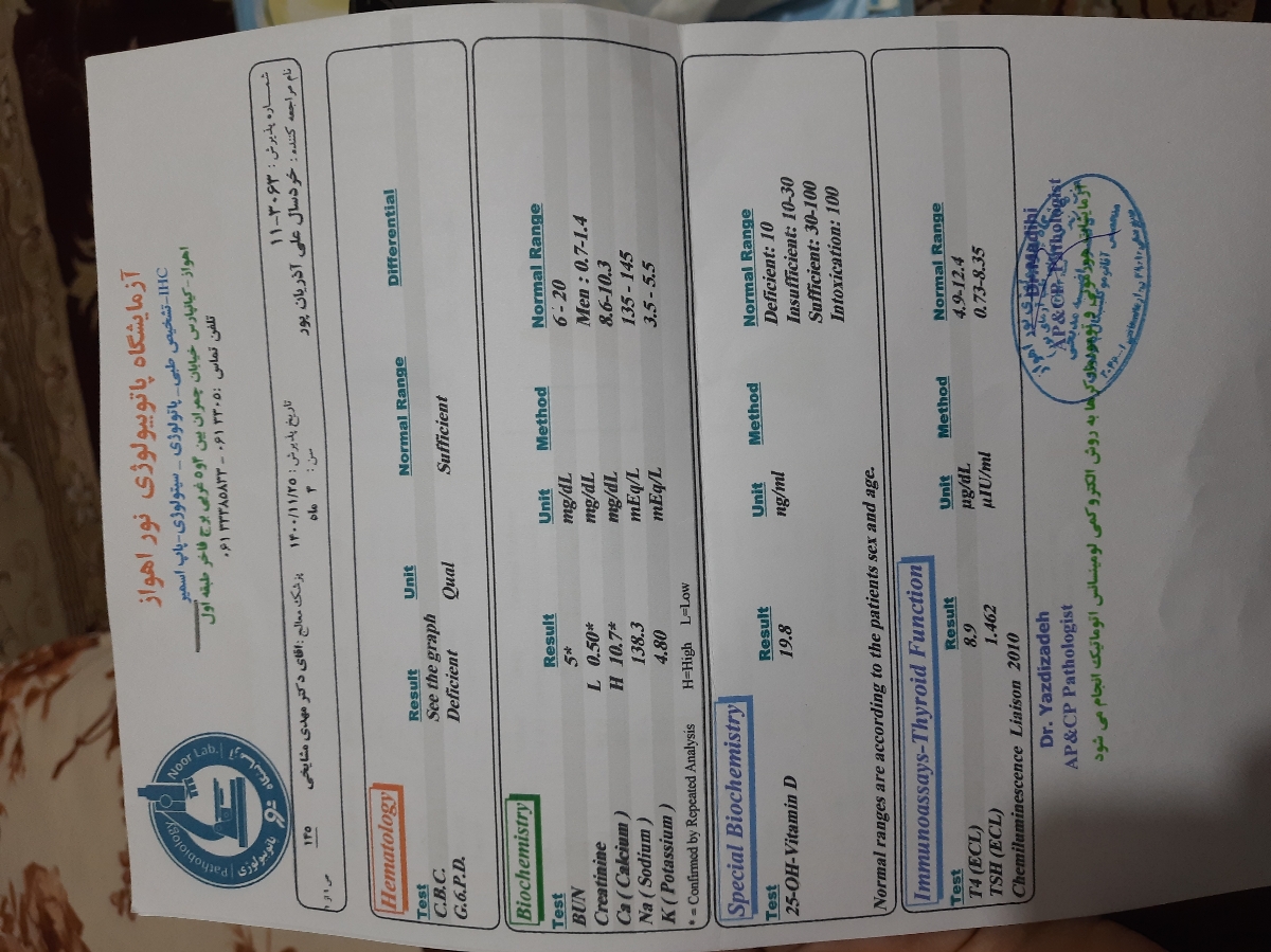 جواب ازمایش فاویسم پسرم