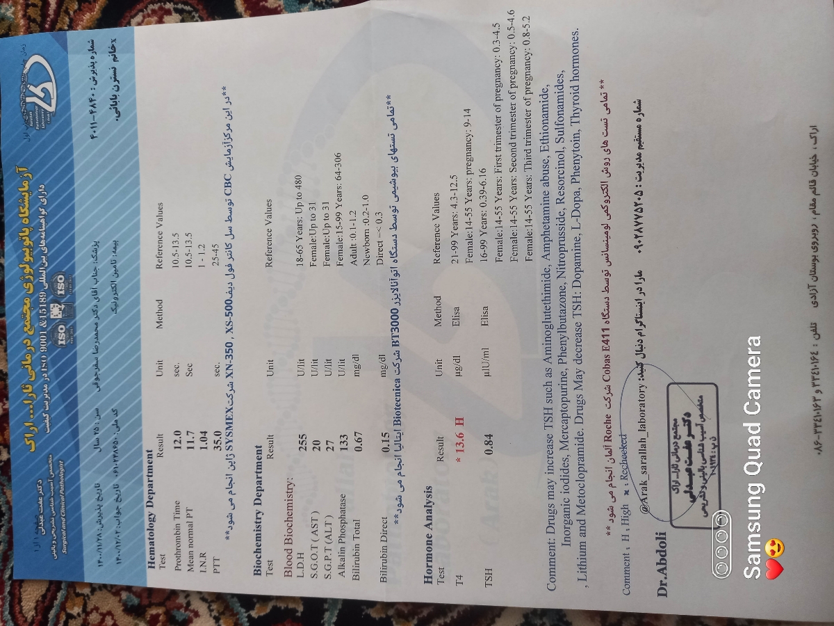 سلام میشه ازمایش منوتفسیرکنید؟؟؟