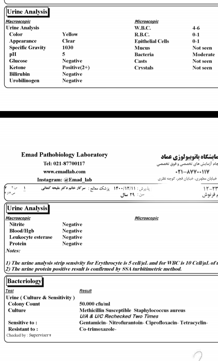 تفسیر آزمایش کشت ادرار