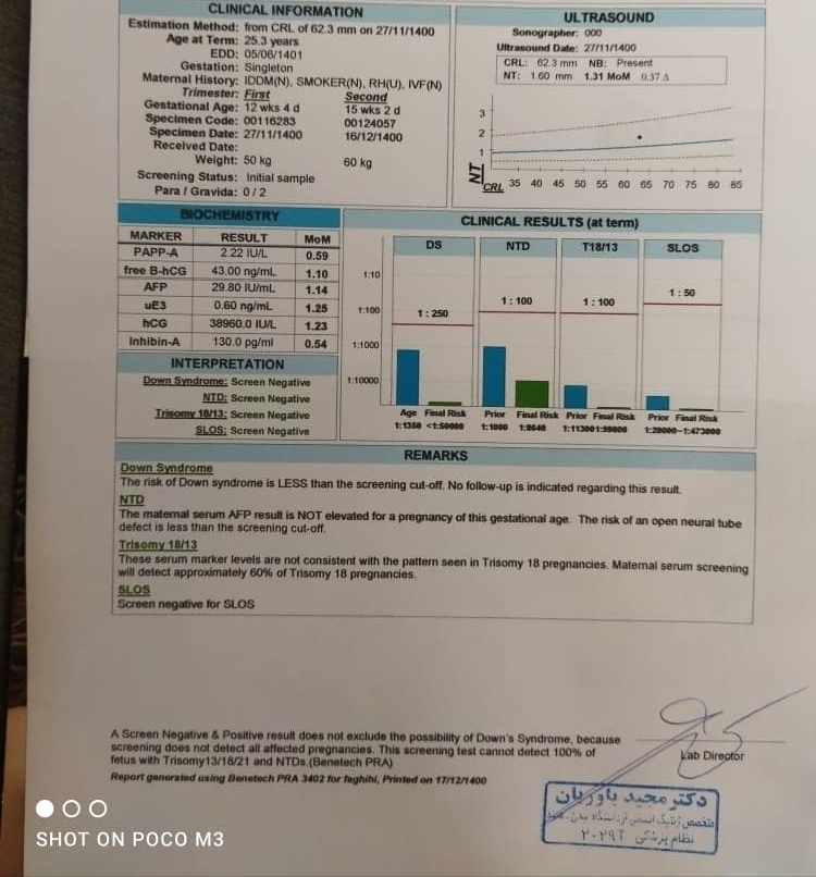 تفسیر آزمایش غربالگری دوم
