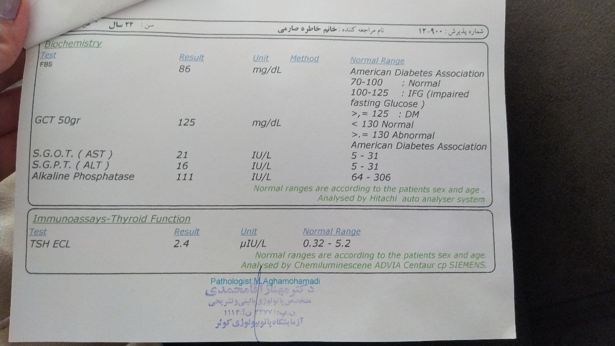 آزمایش قند بارداری من