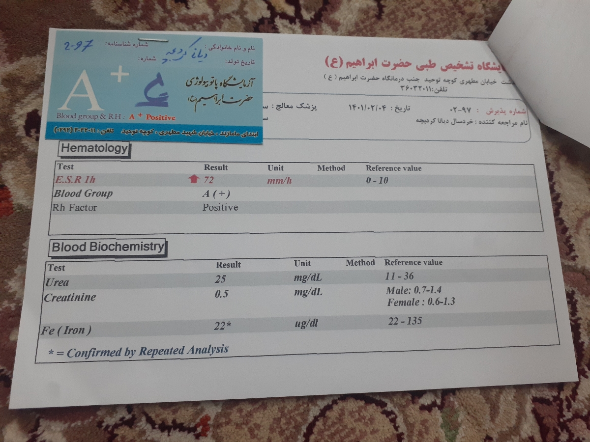 سلام‌.جواب ازمایش دختر دوستم