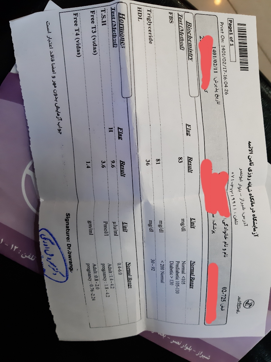 تفسیر سونو و آزمایش تیروئید