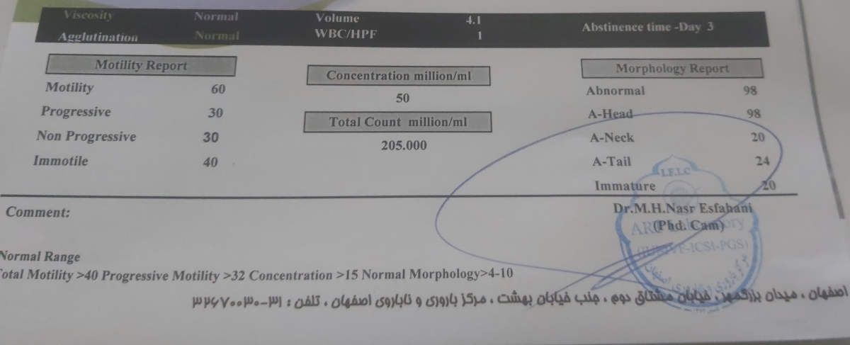 ازمایش اسپرم ازمایش اسپرم