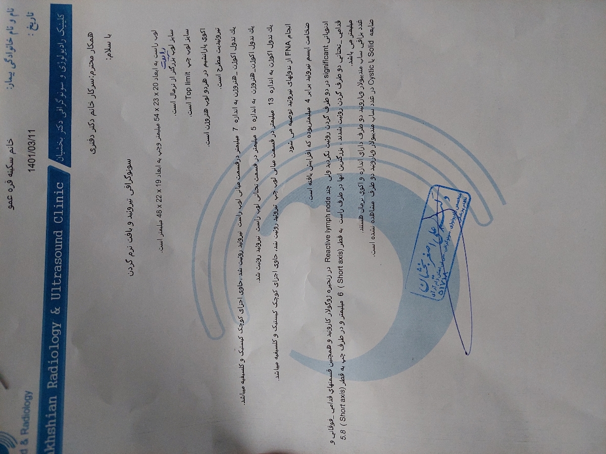 سونوگرافی تیرویید و درد گلو