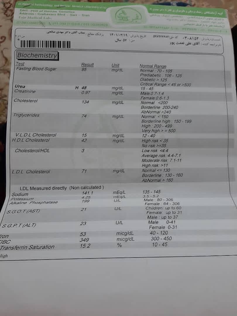 تفسیر جواب ازمایش خون