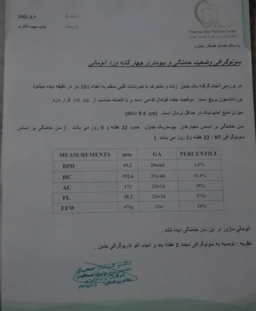 تفسیر سونوگرافی هفته 24