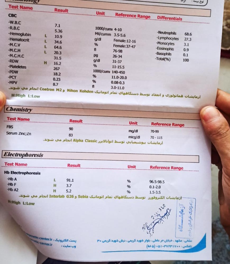 تفسیر آزمایش خون