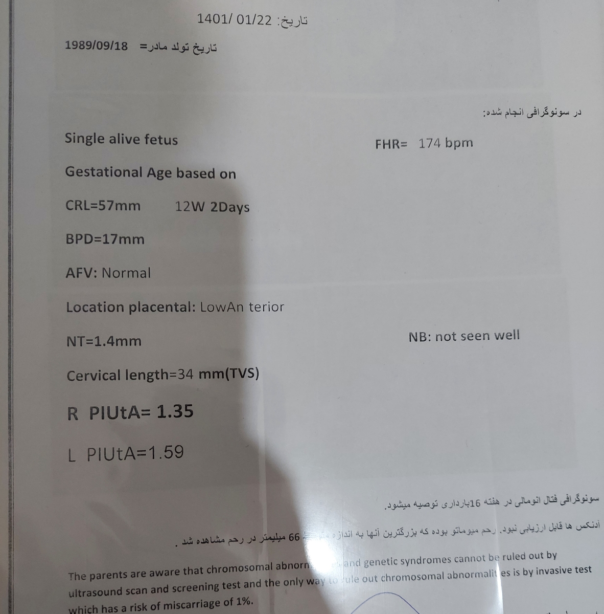 اندازه دور سر جنین بعد از ۳هفته اندازه دور سر جنین بعد از ۳هفته