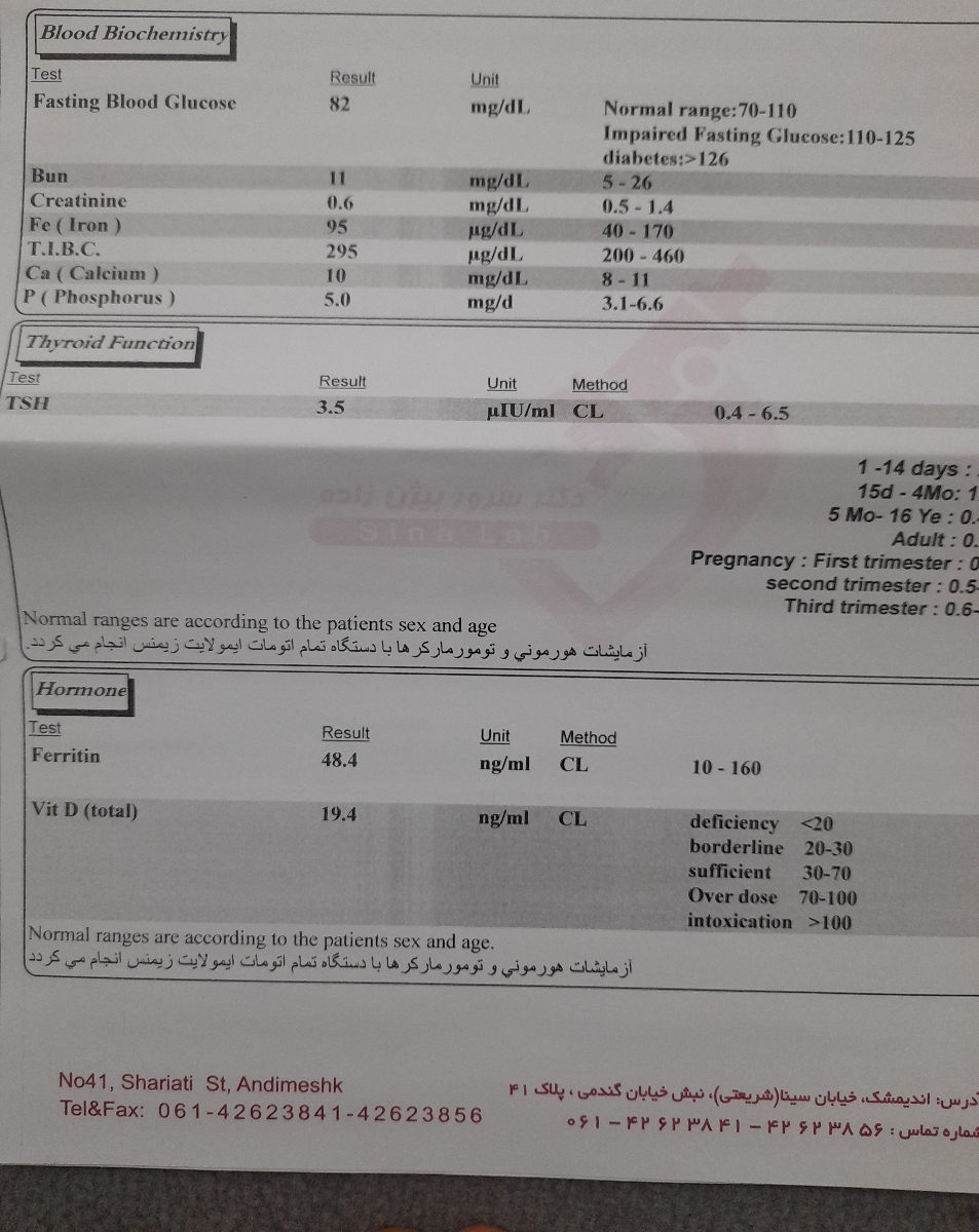 تفسیر ازمایش چکاب دوسالگی