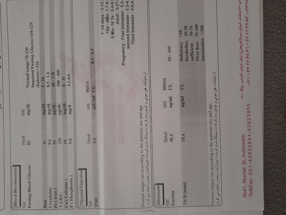تفسیر ازمایش چکاب دوسالگی