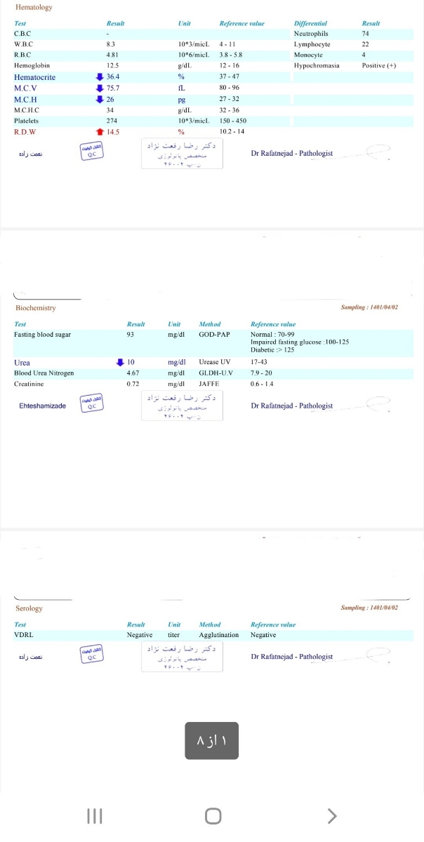 تفسیر ازمایش خون