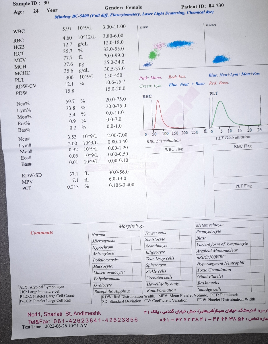 تفسیر ازمایش چکاب دوسالگی