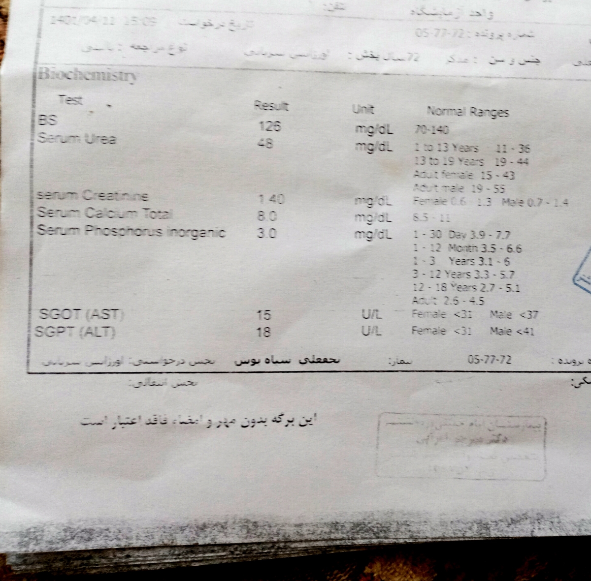 سلام دکتر جان لطفا این آزمایش هارو ببینید