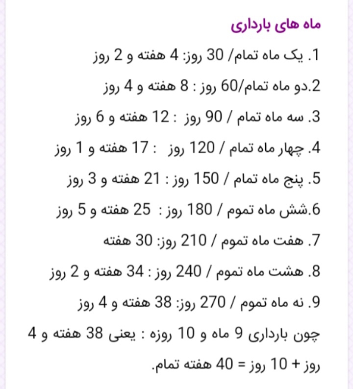 تشخیص هفته های بارداری