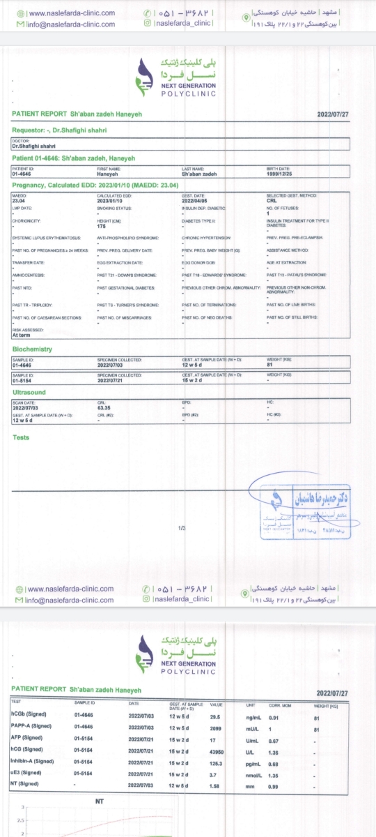تفسیر آزمایش غربالگری دوم