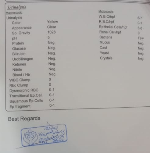 سلام خانم دکتر عزیز میشه آزمایش خون رو ملاحظه بفرمایید.