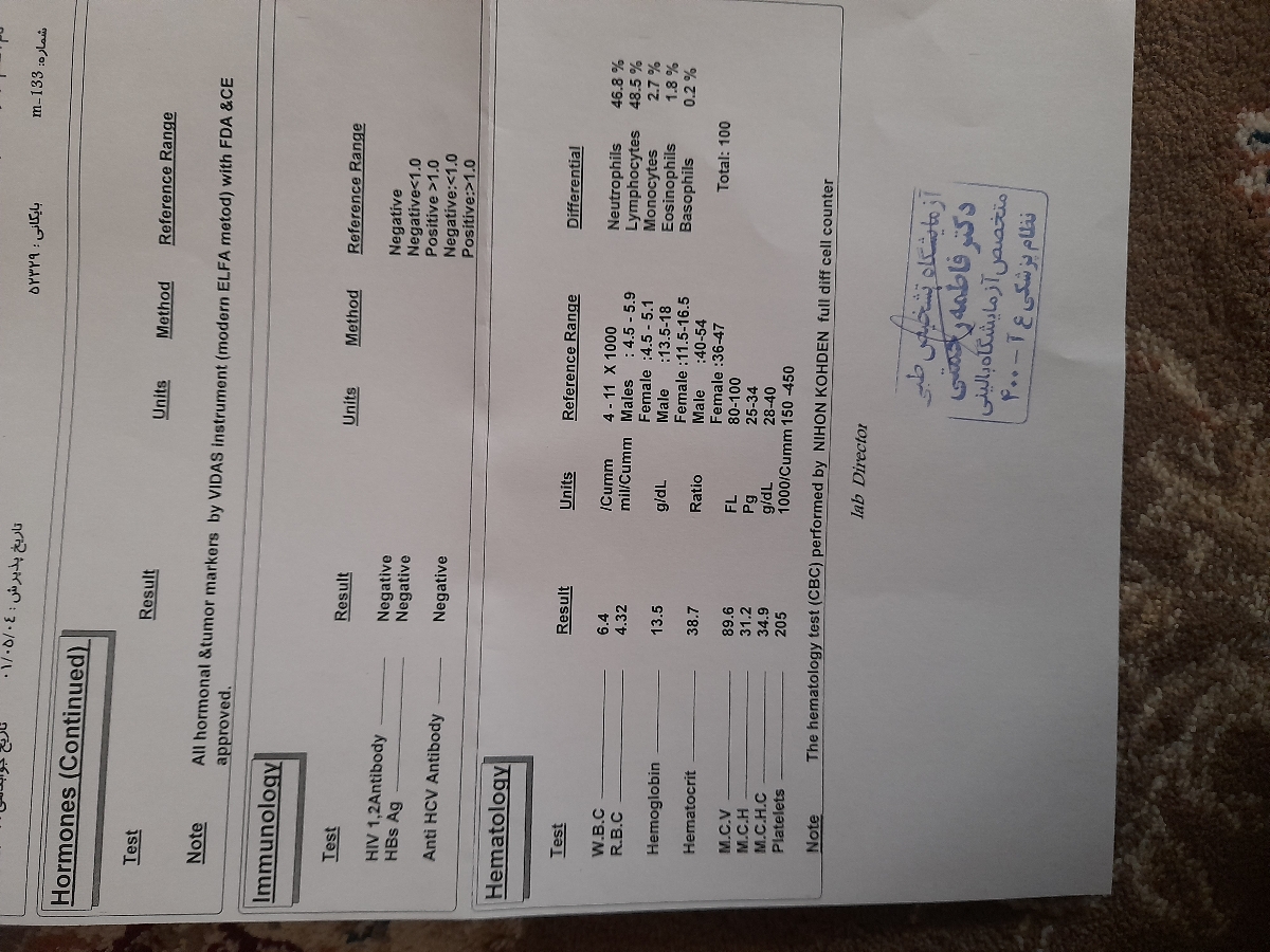 ❌سلام لطفا آزمایش من رو تفسیر کنید ❌سلام لطفا آزمایش من رو تفسیر کنید