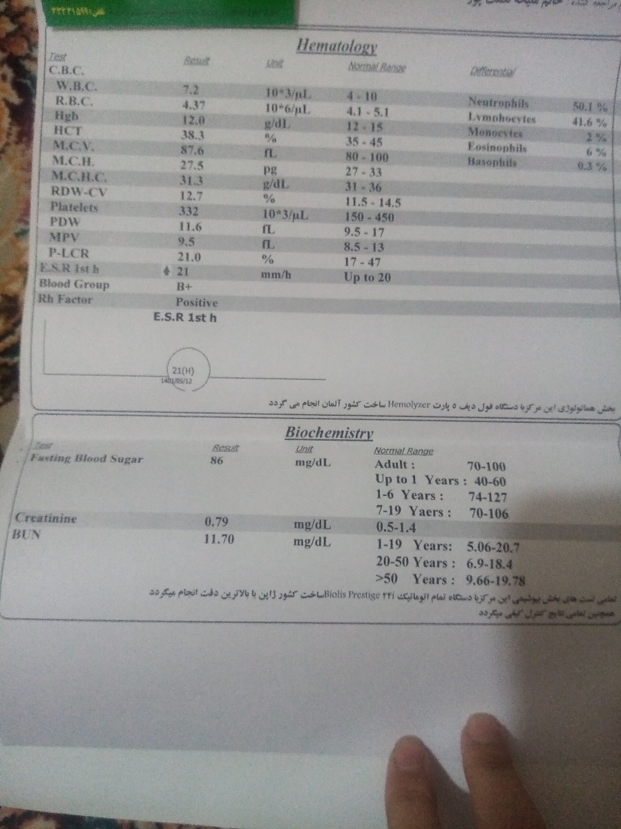 تفسیرازمایش خون قبل جراحی بینی