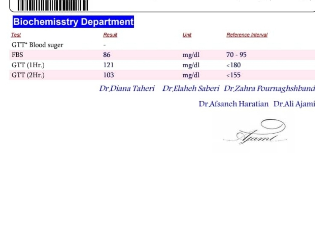 سلام خانم دکتر عزیز میشه آزمایش خون رو ملاحظه بفرمایید.