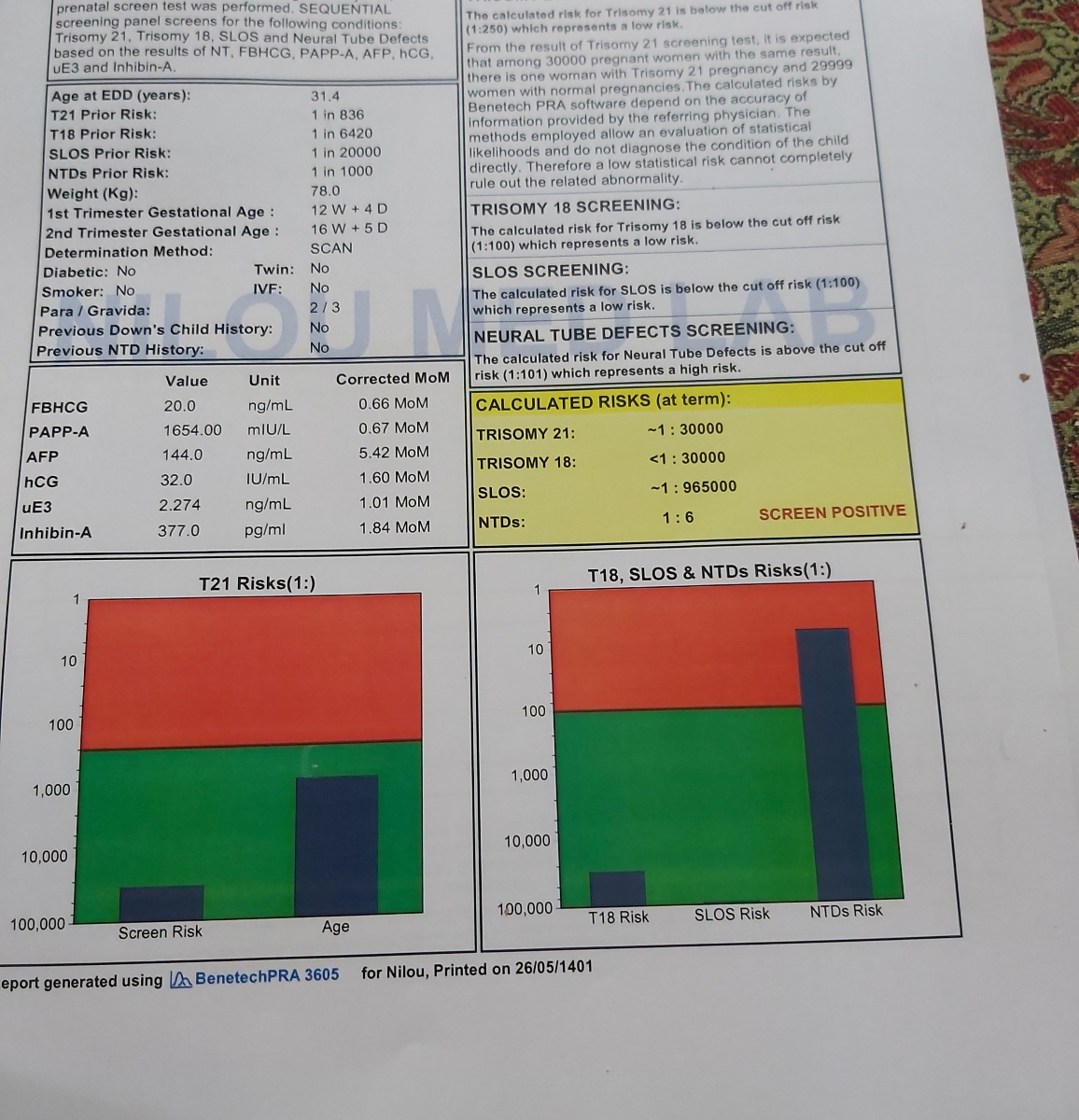 تفسیر غربالگری اول و سونو nt تفسیر غربالگری اول و سونو nt