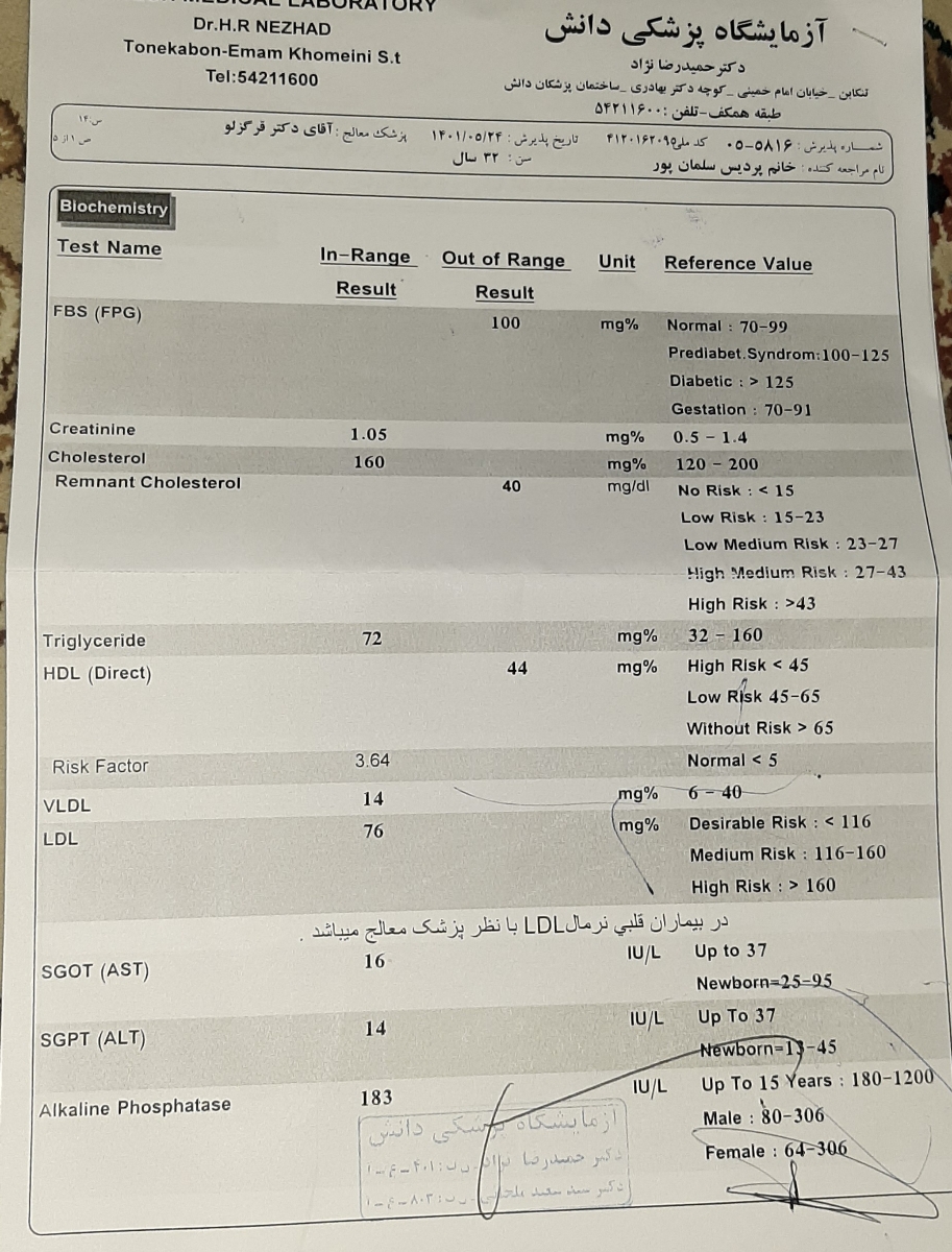 تفسیر ازمایشات خونی تفسیر ازمایشات خونی