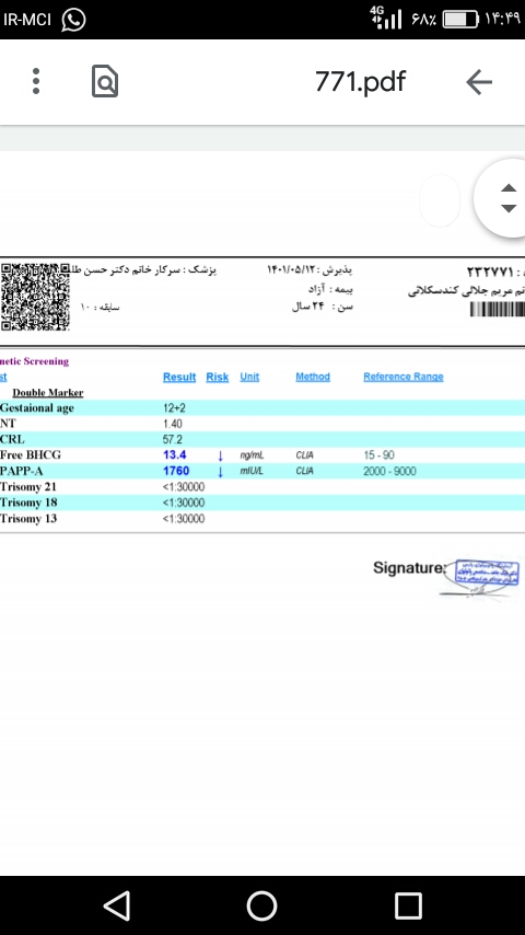 سلام دکتر جان روزتون بخیر میشه آزمایش منو تفسیر کنید ممنون سلام دکتر جان روزتون بخیر میشه آزمایش منو تفسیر کنید ممنون