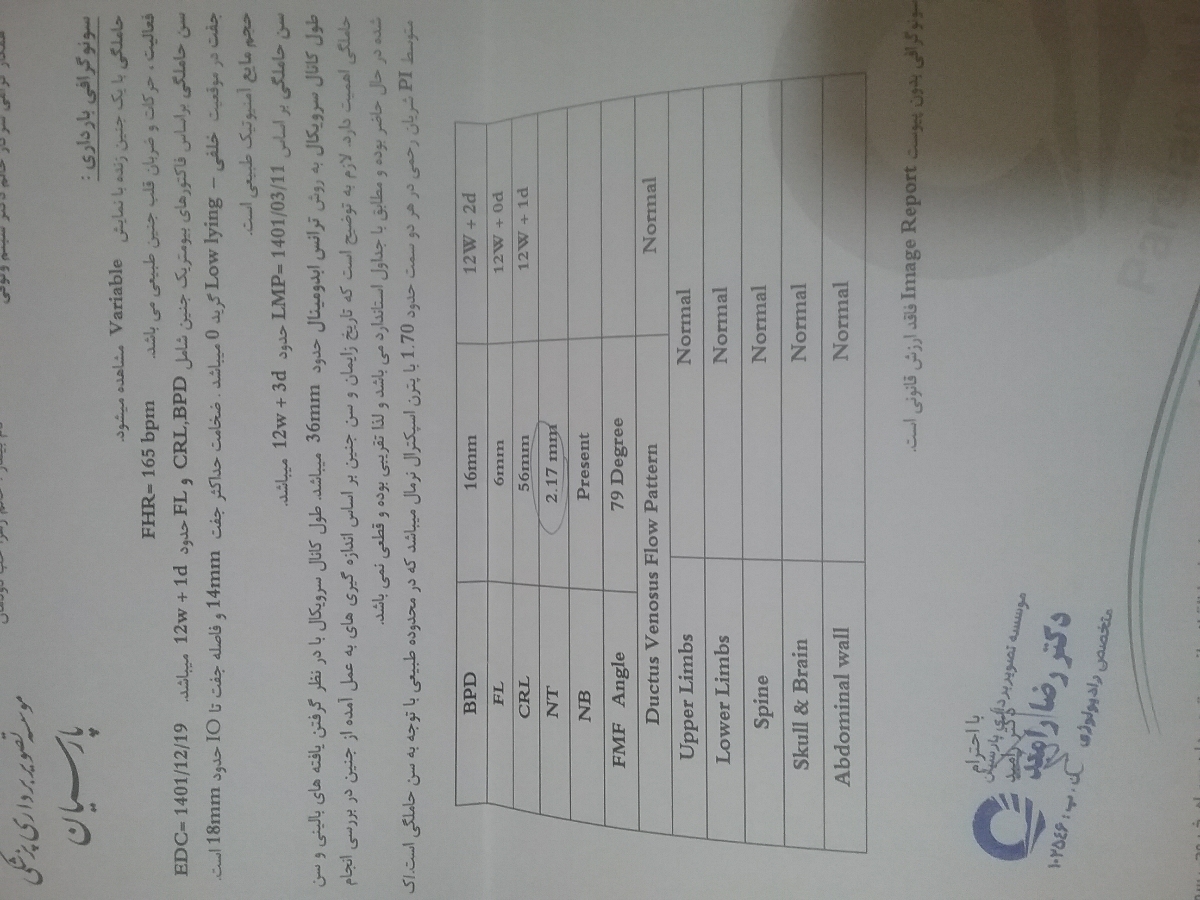 تفسیر جواب سونو و ازمایش تفسیر جواب سونو و ازمایش