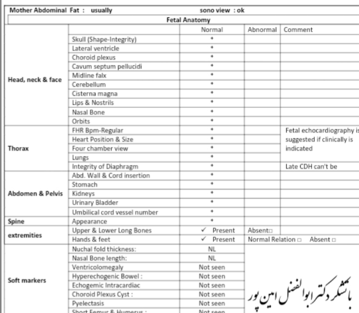 سونو گرافی آنومالی جنین