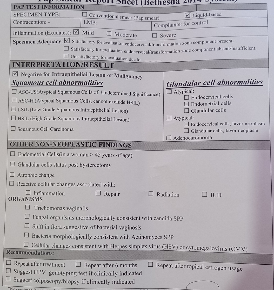 تفسیر ازمایش پاپ اسمیر