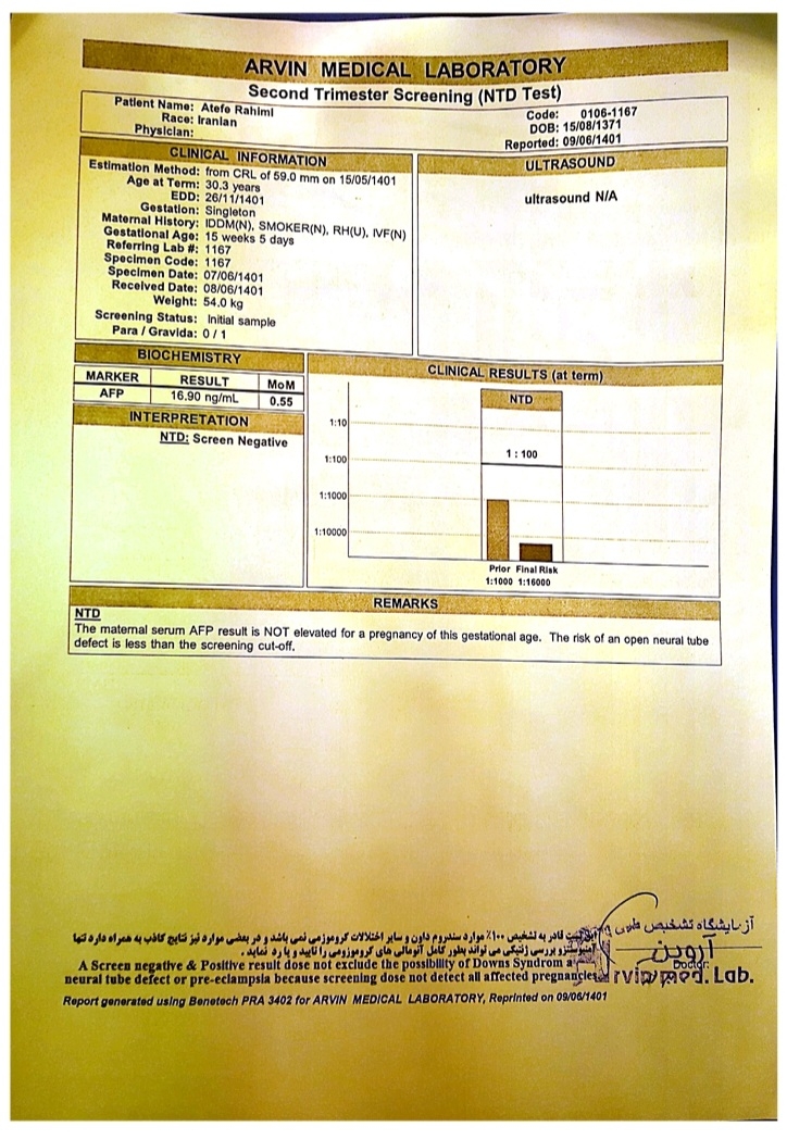 دکتر این نتیجه آزمایش هم تازه گرفتم، لطف میکنین چک کنین
