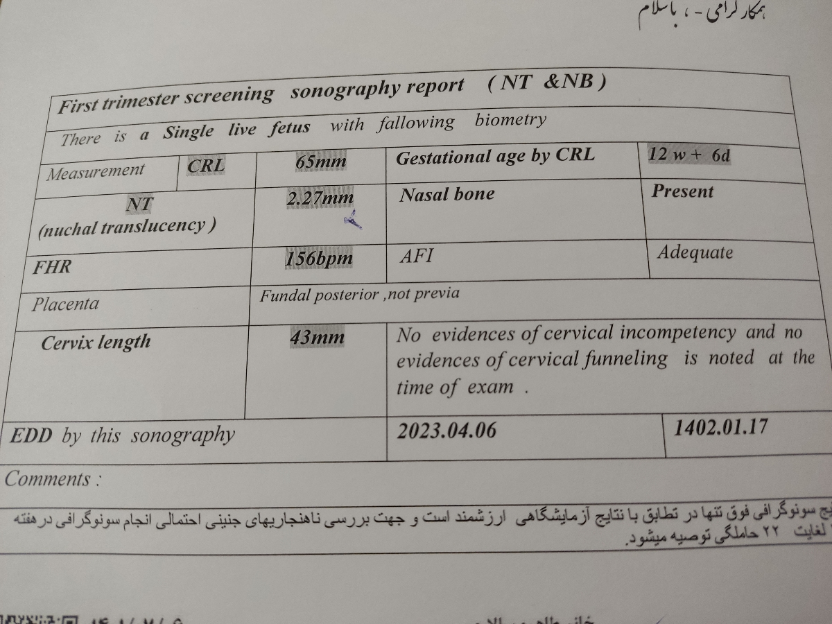 سونوگرافی ان تی و آزمایش