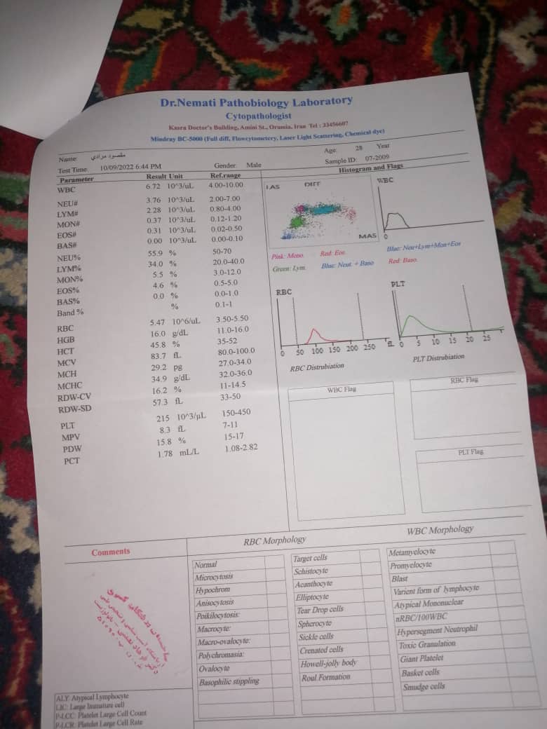 تفسیر آزمایش خون و تیروئید