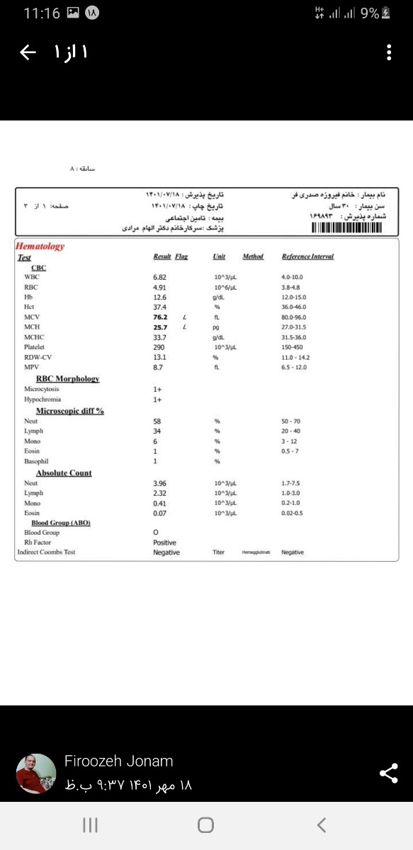 تفسیر آزمایش بارداری