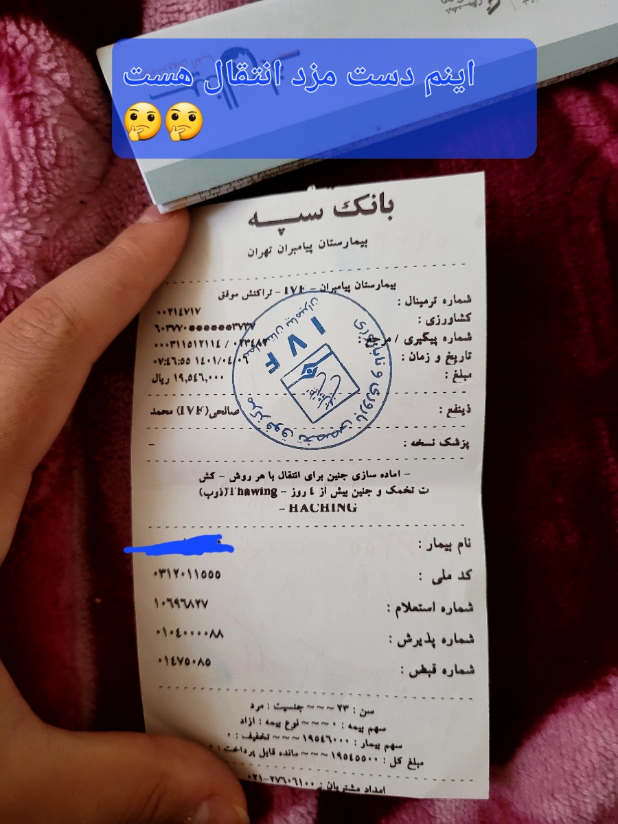 فک کنم ذوب کردن جنین رو دست مزد دکتر برا انتقال بود