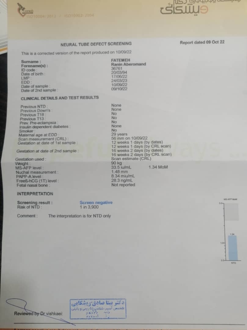 تفسیر آزمایش غربالگری دوم