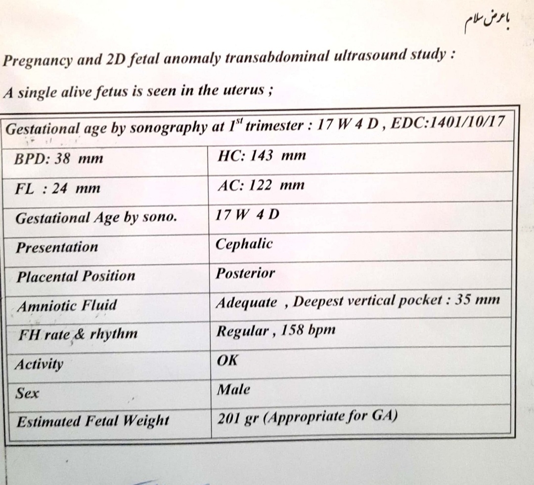 تفسیر سونوی وزن جنین تفسیر سونوی وزن جنین