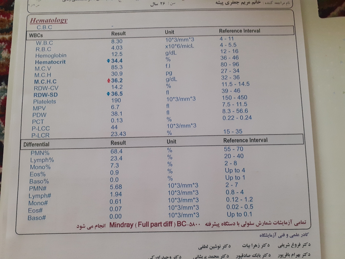 بچه ها تو رو خدا میشه بیاین جواب آزمایش غربالگری منو ببینید