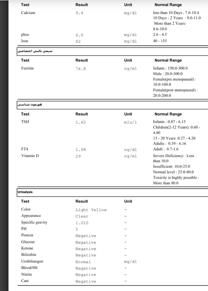 تفسیر آزمایش کودک ۲ سال ۹ماهه تفسیر آزمایش کودک ۲ سال ۹ماهه