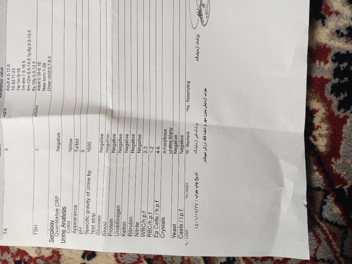 جواب ازمایش و تفسیر