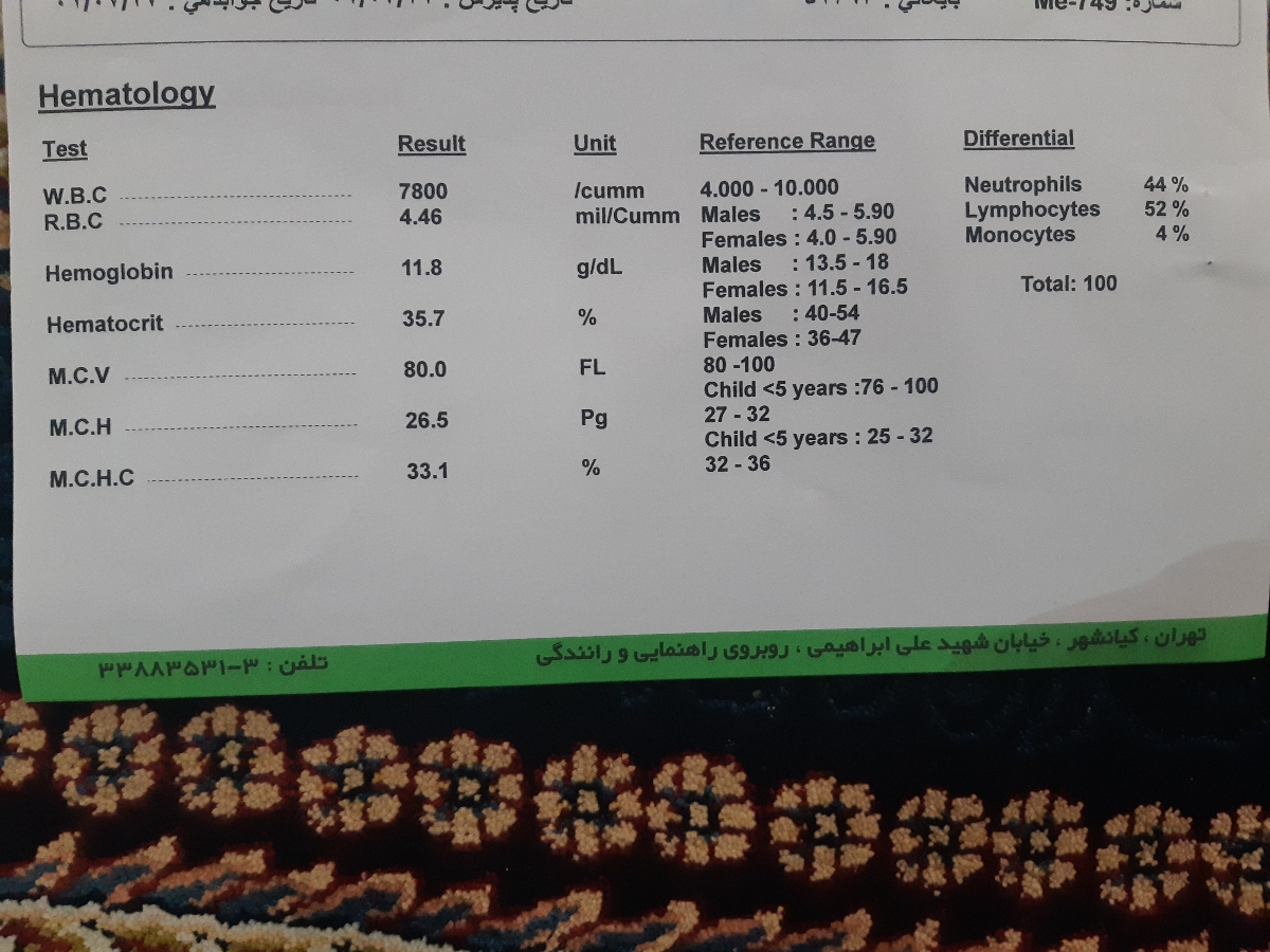 تفسیر ازمایش خون