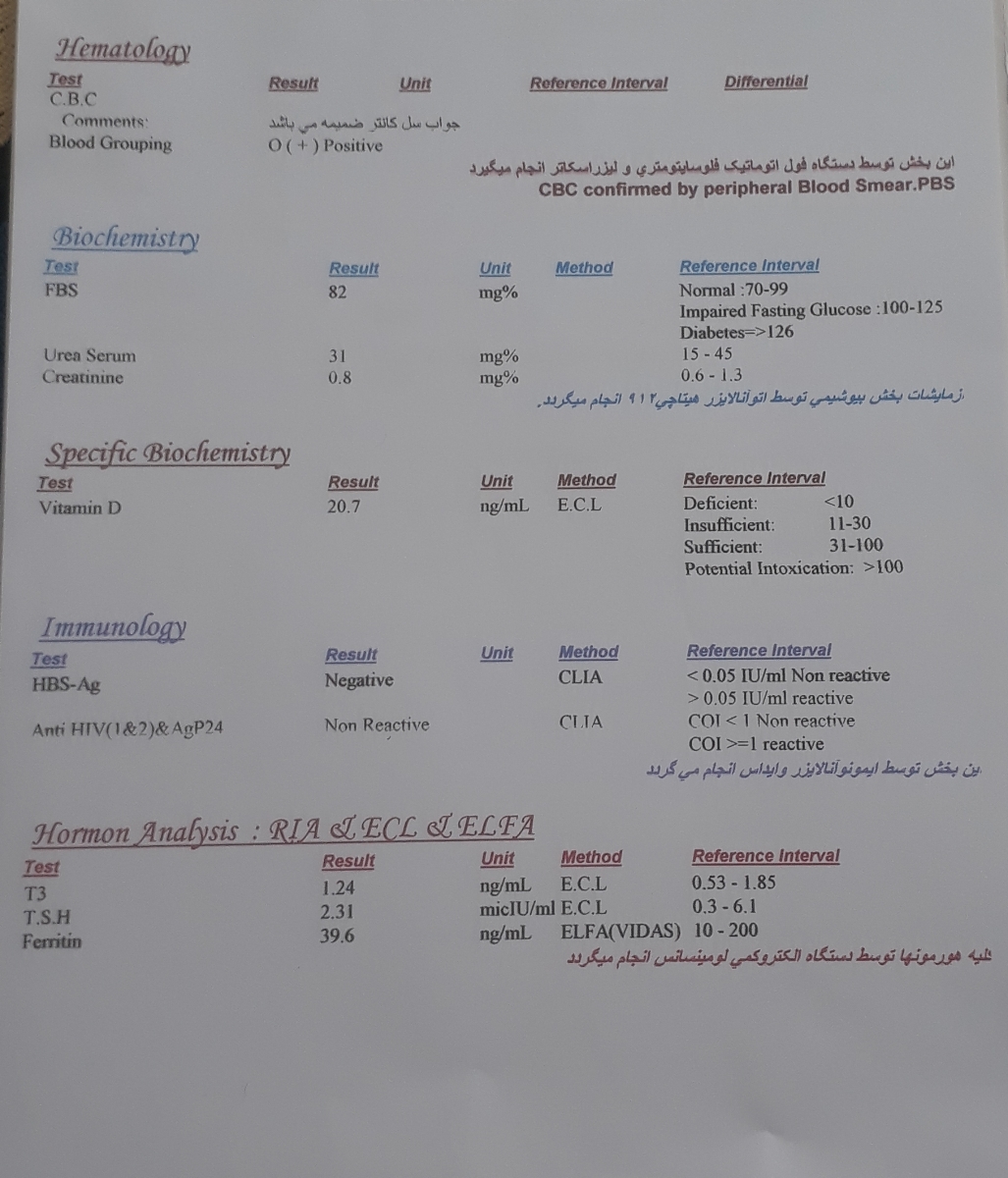 بررسی جواب ازمایش و پاپ اسمیر