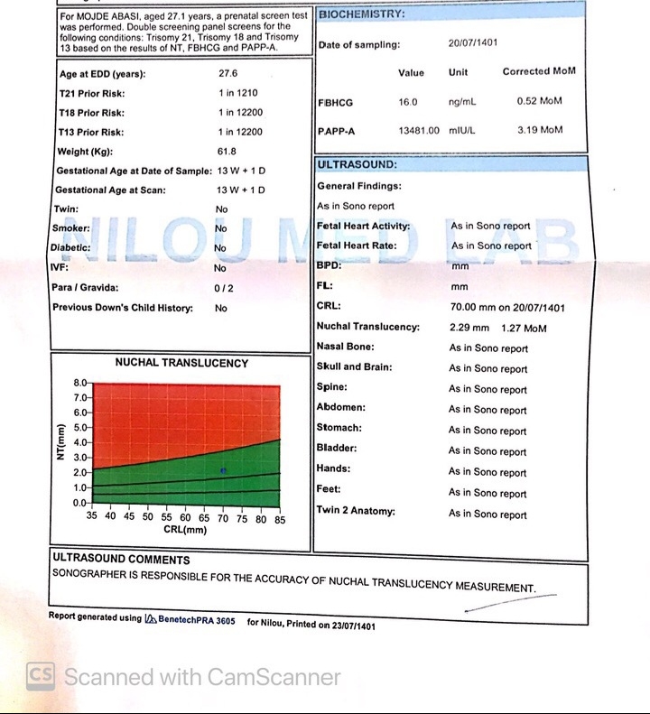 تفسیر آزمایش غربالگری اول