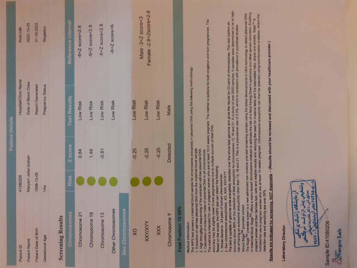 تفسیر آزمایش غربالگری دوم تفسیر آزمایش غربالگری دوم