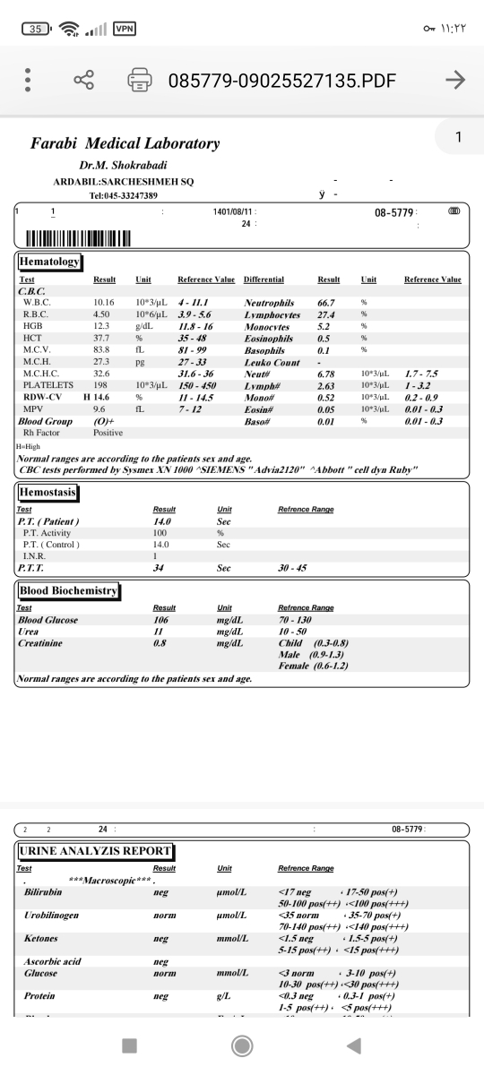 سلام خانم دکتر میشه جواب ازمایش من رو ببینید؟!