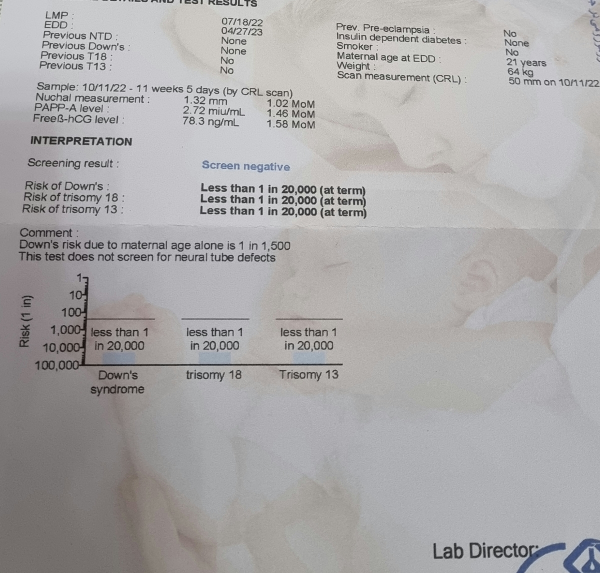 تفسیر آزمایش غربالگری اول