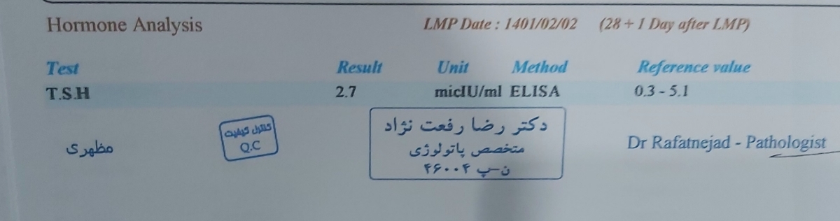 تفسیر آزمایش ۲۸ هفتگی