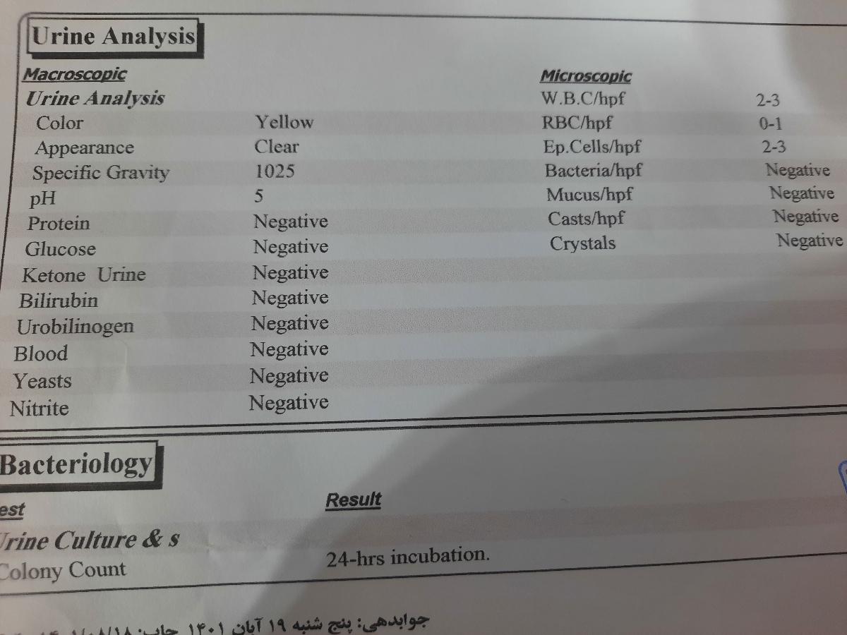 تفسیر ازمایش ادرار