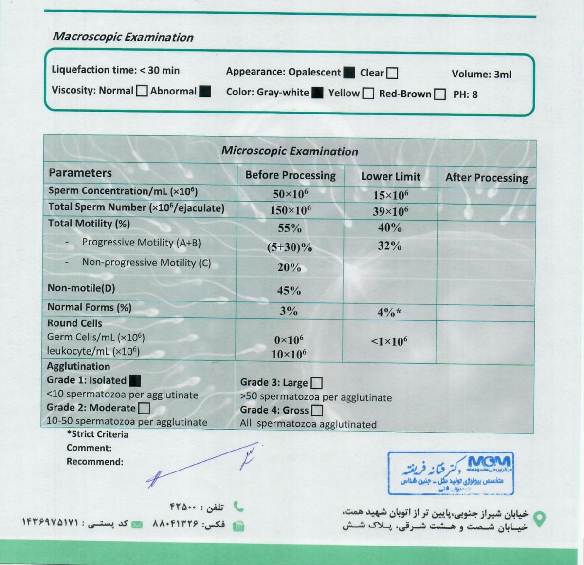ازمایش اسپرم همسرم و میشه ببینین واریکوسل هم دارن احتیاج به عمل داره ؟