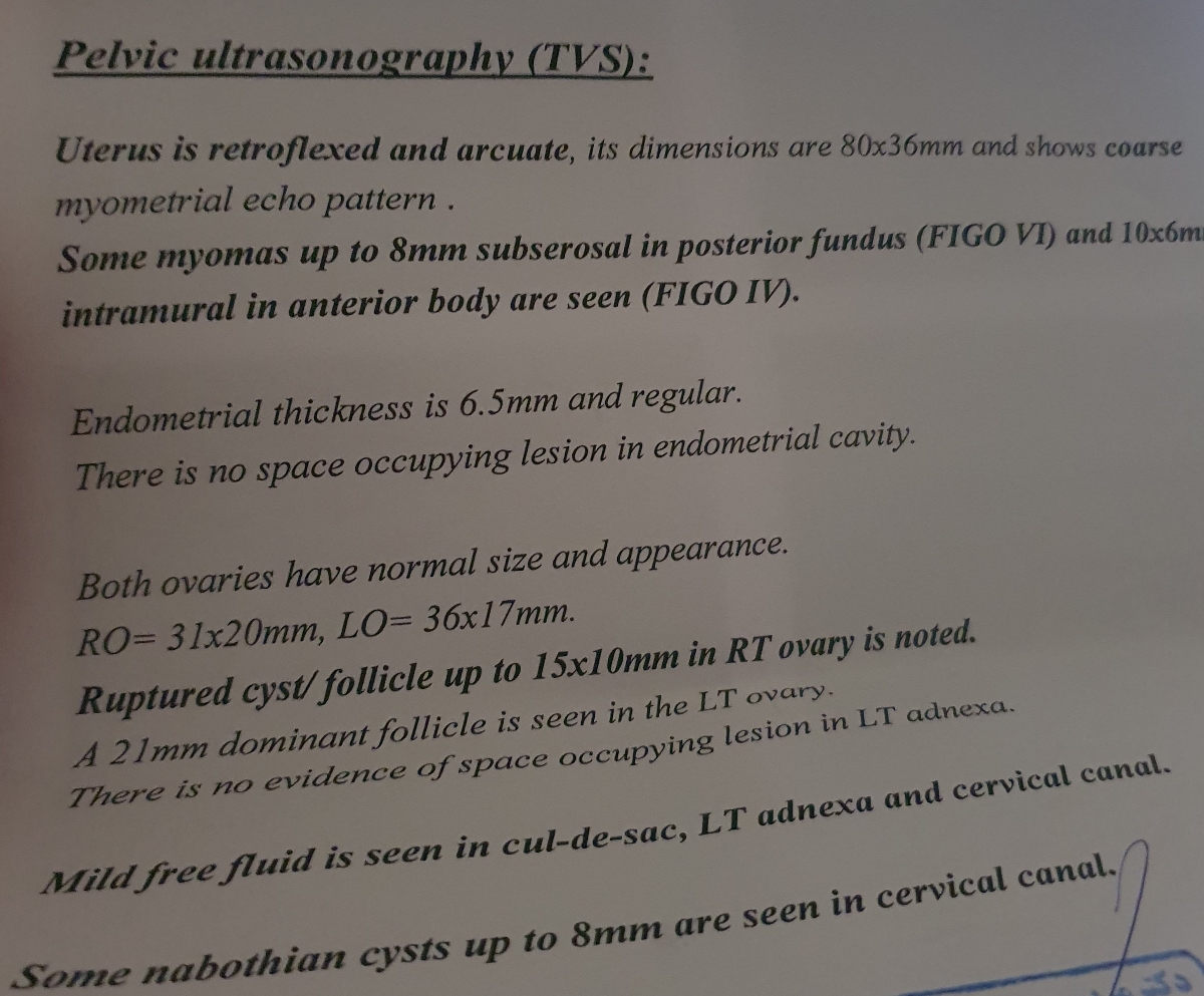 سونوی واژینال روز ۱۳ سیکلمه لطفا تفسیر کنید